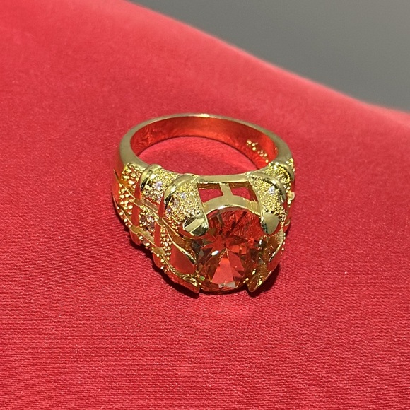 Mens Solitaire Champagne Cz Yellow Gold Plated Wedding Rings Gift Ring size 8/9 - Picture 10 of 17